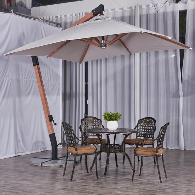 Aluminum Wood Color Hanging Umbrella