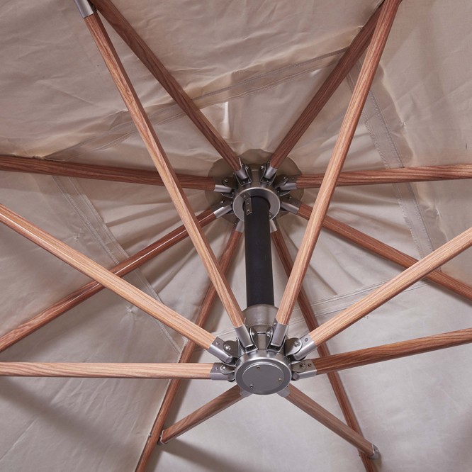 Aluminum Wood Color Hanging Umbrella 