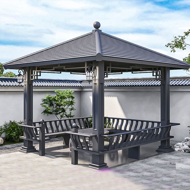 Hexagonal pavilion ancient architectural landscape pergola sunshade canopy