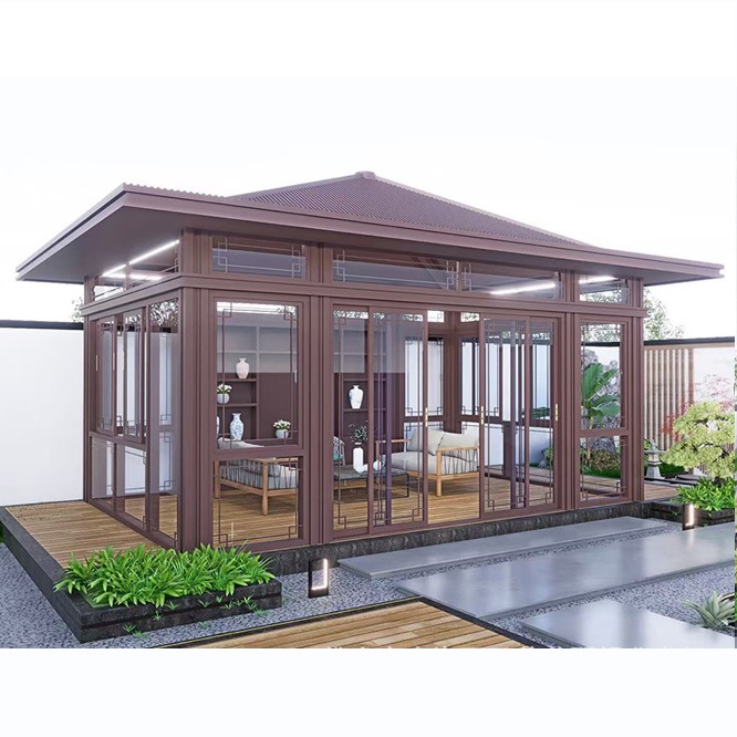 Aluminum alloy new Chinese-style flat-topped four-corner landscape pavilion 