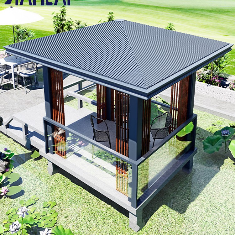 Japanese-style pavilion on the outdoor terrace 