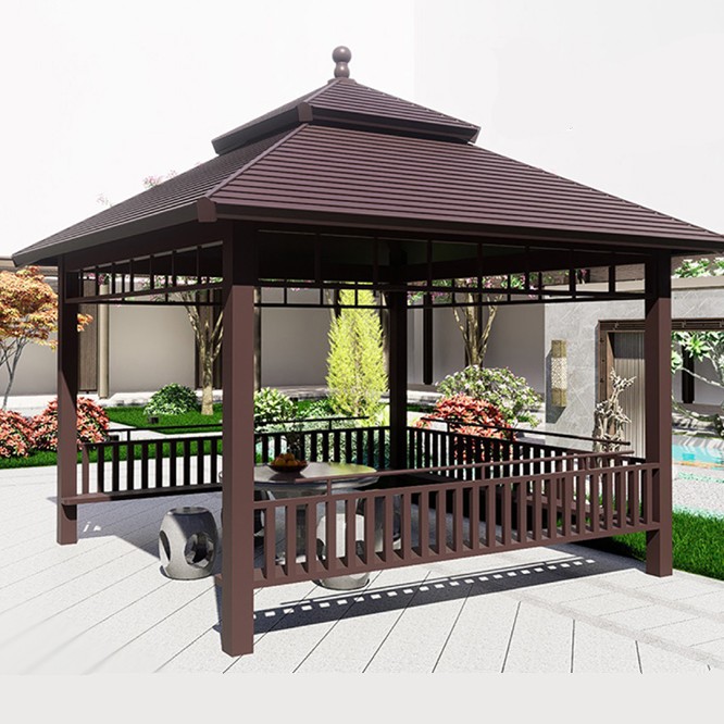 Aluminum alloy pavilion, open-air sunshade, wooden house, tea pavilion