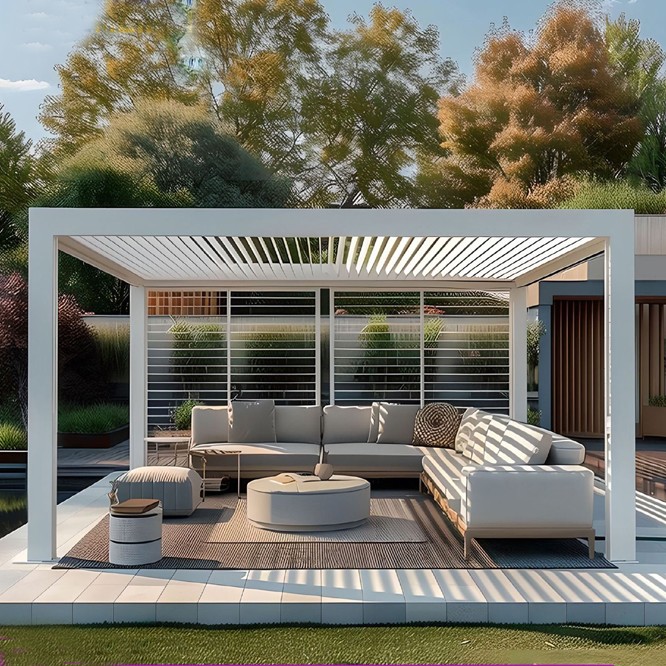 Aluminum alloy electric flip louver European-style custom heat-insulating pavilion