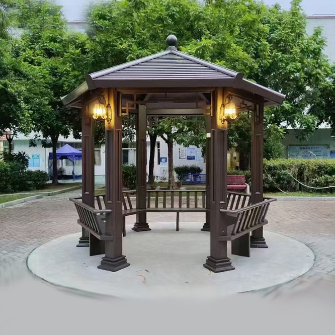 Outdoor courtyard aluminum alloy hexagonal pavilion