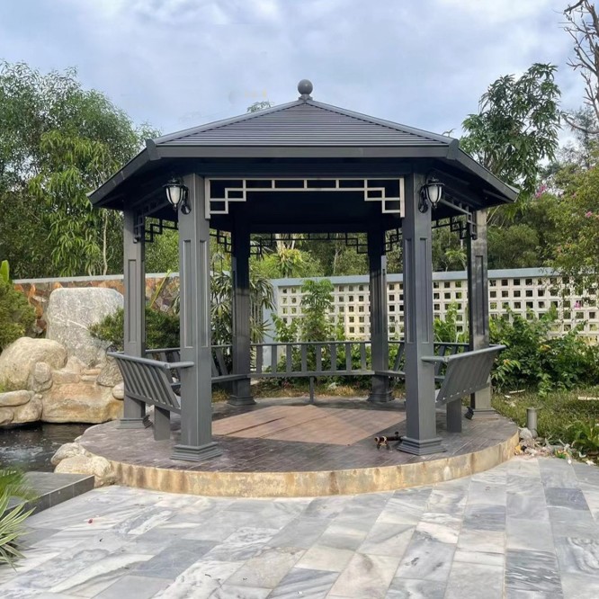 Outdoor courtyard aluminum alloy hexagonal pavilion 